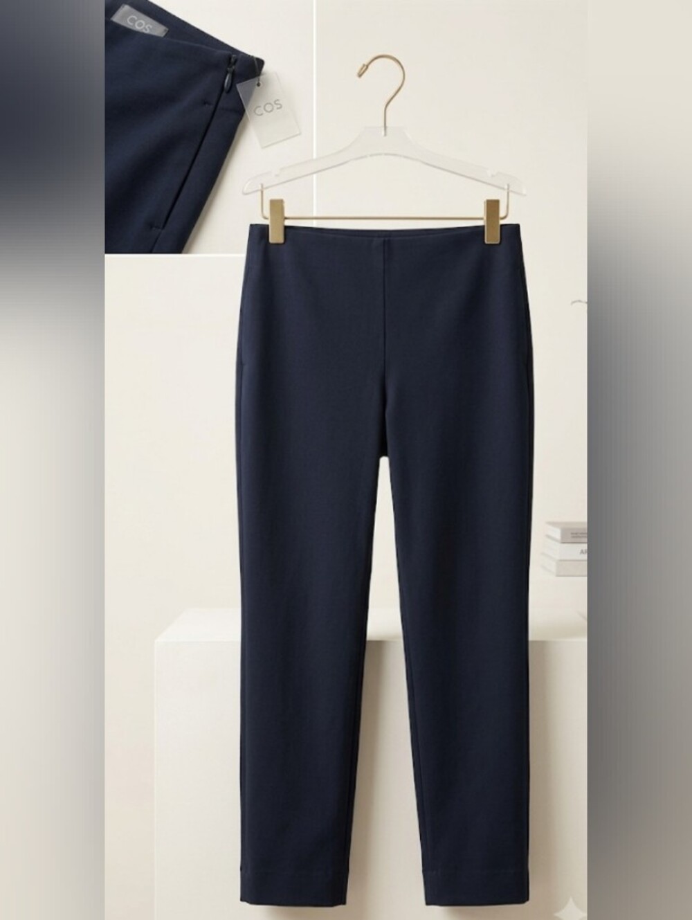 COS Black Slim Fit High Rise Ankle Length Pants (Sz 8) Neutral Minimalist - Picture 2 of 10